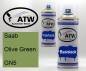 Preview: Saab, Olive Green, GN5: 400ml Sprühdose + 400ml Klarlack - Set, von ATW Autoteile West.